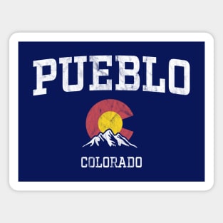 Pueblo Colorado CO Vintage Athletic Mountains Magnet